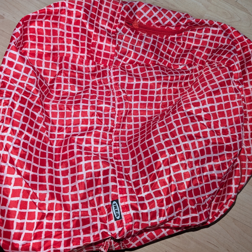 IKEA Red and White Checkered Tote